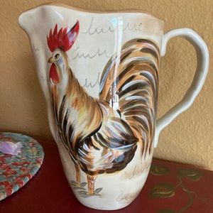 Romalo Rooster Hand Painted Rooster Pitcher